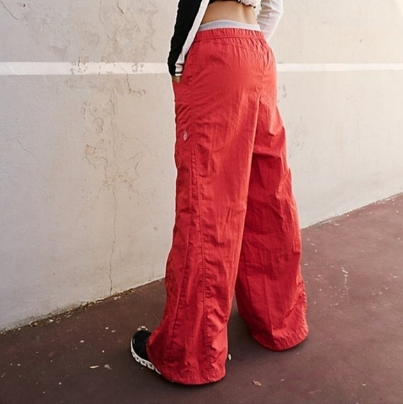 Free People Movement Syrah Red Nina Packable Pants Large Wide Adjustable Leg - Picture 2 of 14